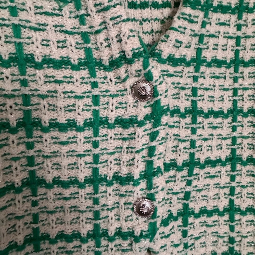 Women’s Green and Cream Women's Cardigan Vest - Picture 4 of 5